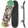 thumbnail image 1 of 31'' Complete Skateboard 7 Layer Canadian Maple Double Kick Deck Skateboards Green Tiger Tropical Leaves Colourful Skate Board for Beginner Adult Gifts, 1 of 5