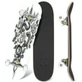 thumbnail image 1 of 31'' Complete Skateboard 7 Layer Canadian Maple Double Kick Deck Skateboards Hand Drawn Monochrome Creeping Python wth Roses Skate Board for Beginner Adult Gifts, 1 of 5