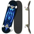 thumbnail image 1 of 31'' Complete Skateboard 7 Layer Canadian Maple Double Kick Deck Skateboards Head fire tiger blue black Skate Board for Beginner Adult Gifts, 1 of 5