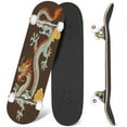thumbnail image 1 of 31'' Complete Skateboard 7 Layer Canadian Maple Double Kick Deck Skateboards Japanese old Dragon sticker black Chinese dragon tattoo Skate Board for Beginner Adult Gifts, 1 of 5