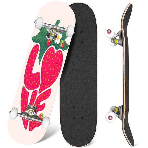 31'' Complete Skateboard 7 Layer Canadian Maple Double Kick Deck Skateboards LOVE quot Skate Board for Beginner Adult Gifts