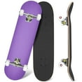 thumbnail image 1 of 31'' Complete Skateboard 7 Layer Canadian Maple Double Kick Deck Skateboards Lavender purple blank center old weathered border grunge marbled Skate Board for Beginner Adult Gifts, 1 of 5