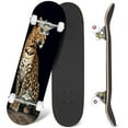 thumbnail image 1 of 31'' Complete Skateboard 7 Layer Canadian Maple Double Kick Deck Skateboards Leopard portrait dark Skate Board for Beginner Adult Gifts, 1 of 5