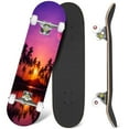 thumbnail image 1 of 31'' Complete Skateboard 7 Layer Canadian Maple Double Kick Deck Skateboards Palm trees sunset sky Hawaii Skate Board for Beginner Adult Gifts, 1 of 5