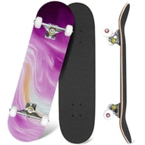 31'' Complete Skateboard 7 Layer Canadian Maple Double Kick Deck Skateboards Pink wave motion Artistic abstract blur Skate Board for Beginner Adult Gifts