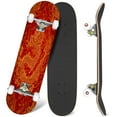thumbnail image 1 of 31'' Complete Skateboard 7 Layer Canadian Maple Double Kick Deck Skateboards Playful Asian dragon fire Gold contour red Seamless Skate Board for Beginner Adult Gifts, 1 of 5