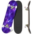 thumbnail image 1 of 31'' Complete Skateboard 7 Layer Canadian Maple Double Kick Deck Skateboards Purple Space Galaxy Stars Print Skate Board for Beginner Adult Gifts, 1 of 5