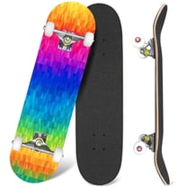 31'' Complete Skateboard 7 Layer Canadian Maple Double Kick Deck Skateboards Rainbow triangles Skate Board for Beginner Adult Gifts