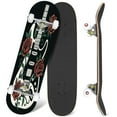 thumbnail image 1 of 31'' Complete Skateboard 7 Layer Canadian Maple Double Kick Deck Skateboards Rock roll graphic roses guitar for t Skate Board for Beginner Adult Gifts, 1 of 5