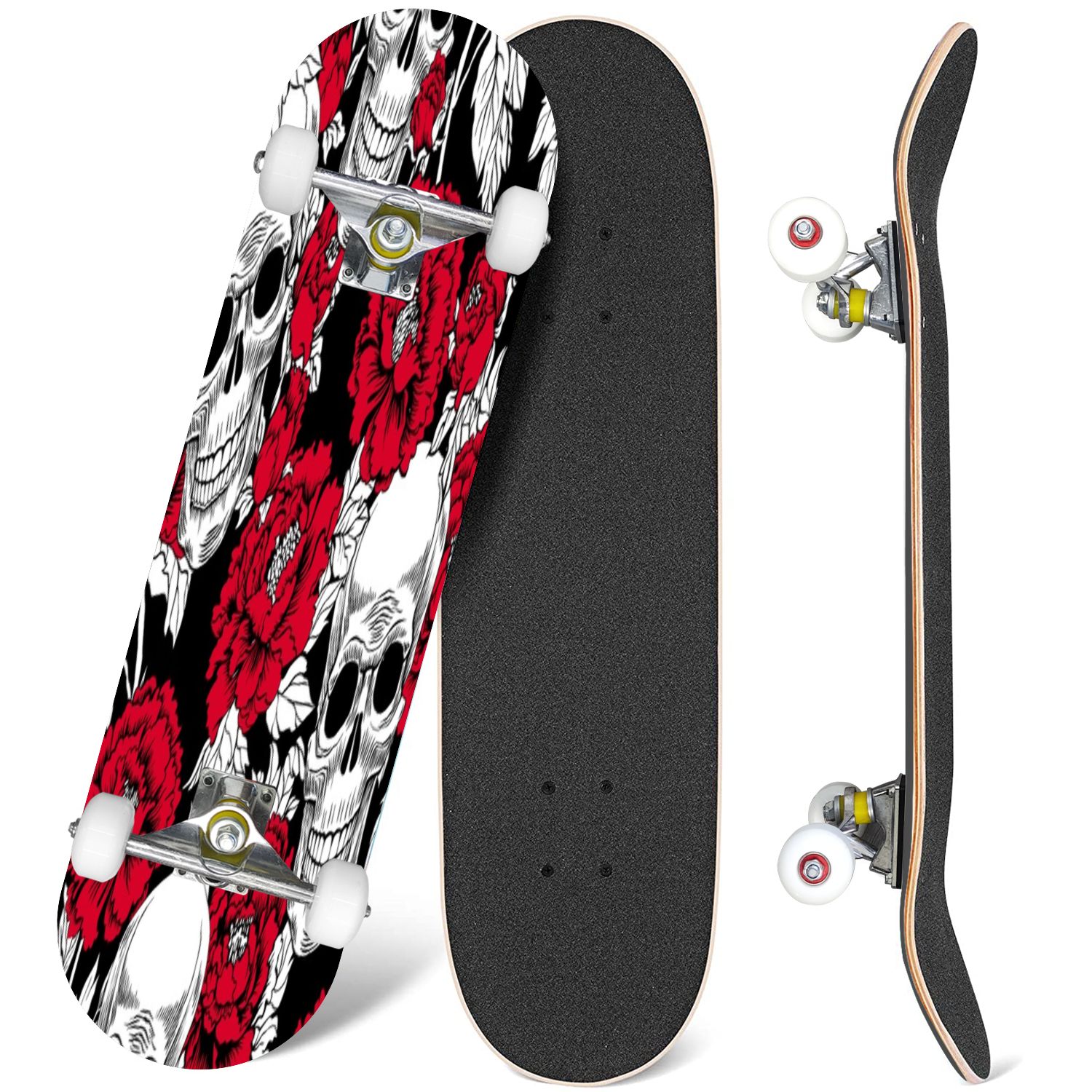 Skateboard Oranje Zwart Vlam Skateboards 79x20 cm 7 Laags Esdoorn Dubbele Kick Deck Trick Longboard Jongen Skate Board Volwassen Skateboarden Beginner Lange Board Meisje Kinderen Skateboard