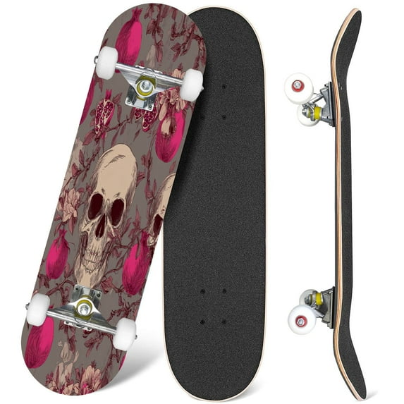 31'' Complete Skateboard 7 Layer Canadian Maple Double Kick Deck Skateboards Skate Board for Beginner Adult Gifts