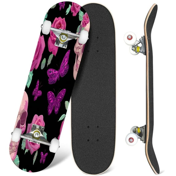 31'' Complete Skateboard 7 Layer Canadian Maple Double Kick Deck Skateboards Skate Board for Beginner Adult Gifts