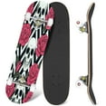 thumbnail image 1 of 31'' Complete Skateboard 7 Layer Canadian Maple Double Kick Deck Skateboards Skull pink roses geometric Skate Board for Beginner Adult Gifts, 1 of 5
