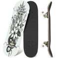 thumbnail image 1 of 31'' Complete Skateboard 7 Layer Canadian Maple Double Kick Deck Skateboards Snake decorated flowers leaves Skate Board for Beginner Adult Gifts, 1 of 5