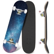 31'' Complete Skateboard 7 Layer Canadian Maple Double Kick Deck Skateboards Space Oddity Skate Board for Beginner Adult Gifts
