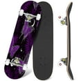 thumbnail image 1 of 31'' Complete Skateboard 7 Layer Canadian Maple Double Kick Deck Skateboards Velvet violet seamless elements stars butterflies crescents Trendy Skate Board for Beginner Adult Gifts, 1 of 5