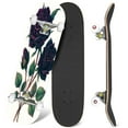 thumbnail image 1 of 31'' Complete Skateboard 7 Layer Canadian Maple Double Kick Deck Skateboards Watercolor Bouquet Black Roses Skate Board for Beginner Adult Gifts, 1 of 5