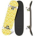 thumbnail image 1 of 31'' Complete Skateboard 7 Layer Canadian Maple Double Kick Deck Skateboards Yellow white waves linear ornament Skate Board for Beginner Adult Gifts, 1 of 5