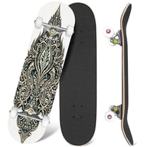 31'' Complete Skateboard 7 Layer Canadian Maple Double Kick Deck Skateboards ace spades shape abstract victorian botanical Skate Board for Beginner Adult Gifts