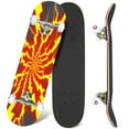 thumbnail image 1 of 31'' Complete Skateboard 7 Layer Canadian Maple Double Kick Deck Skateboards bolt abstract geometric red yellow Skate Board for Beginner Adult Gifts, 1 of 5