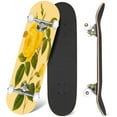 thumbnail image 1 of 31'' Complete Skateboard 7 Layer Canadian Maple Double Kick Deck Skateboards botanical drawing yellow tea rose green leaves rose Skate Board for Beginner Adult Gifts, 1 of 5