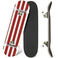 thumbnail image 1 of 31'' Complete Skateboard 7 Layer Canadian Maple Double Kick Deck Skateboards classic red white Stripe backdrop Skate Board for Beginner Adult Gifts, 1 of 5