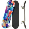 thumbnail image 1 of 31'' Complete Skateboard 7 Layer Canadian Maple Double Kick Deck Skateboards colorful triangular geometric shapes triangle Skate Board for Beginner Adult Gifts, 1 of 5