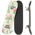thumbnail image 1 of 31'' Complete Skateboard 7 Layer Canadian Maple Double Kick Deck Skateboards floral roses white Skate Board for Beginner Adult Gifts, 1 of 5