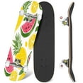 thumbnail image 1 of 31'' Complete Skateboard 7 Layer Canadian Maple Double Kick Deck Skateboards hand drawn doodle tropical fruit pineapple Skate Board for Beginner Adult Gifts, 1 of 5