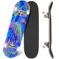thumbnail image 1 of 31'' Complete Skateboard 7 Layer Canadian Maple Double Kick Deck Skateboards messy palm leaves watercolor tropical hand Skate Board for Beginner Adult Gifts, 1 of 5