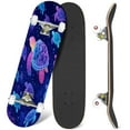 thumbnail image 1 of 31'' Complete Skateboard 7 Layer Canadian Maple Double Kick Deck Skateboards print pink purple blue turtles dark Skate Board for Beginner Adult Gifts, 1 of 5