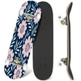 thumbnail image 1 of 31'' Complete Skateboard 7 Layer Canadian Maple Double Kick Deck Skateboards repeat flowers blue pastel pink white Hand drawn fabric gift Skate Board for Beginner Adult Gifts, 1 of 5