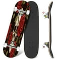 thumbnail image 1 of 31'' Complete Skateboard 7 Layer Canadian Maple Double Kick Deck Skateboards skull red roses stems leaves Skate Board for Beginner Adult Gifts, 1 of 5