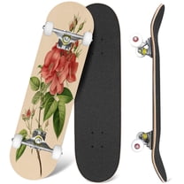31'' Complete Skateboard 7 Layer Canadian Maple Double Kick Deck Skateboards tea rose antique flower antique rose Skate Board for Beginner Adult Gifts