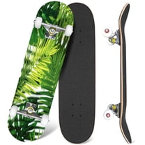 31'' Complete Skateboard 7 Layer Canadian Maple Double Kick Deck Skateboards tropical palm leaves colorful Skate Board for Beginner Adult Gifts