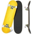 thumbnail image 1 of 31'' Complete Skateboard 7 Layer Canadian Maple Double Kick Deck Skateboards yellow gold bright fun back to school color solid yellow paper orange Skate Board for Beginner Adult Gifts, 1 of 5