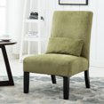 thumbnail image 1 of 31" Contemporary Chenille Fabric Armless Accent Chair with Pillow And Soft Cushion, Single Lazy Chair With Solid Wood Legs For Living Room, Bedroom, Office, Balcony, Green, 1 of 8