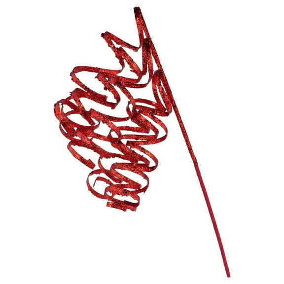 31" Curly Glitter Ribbon Spray: Red
