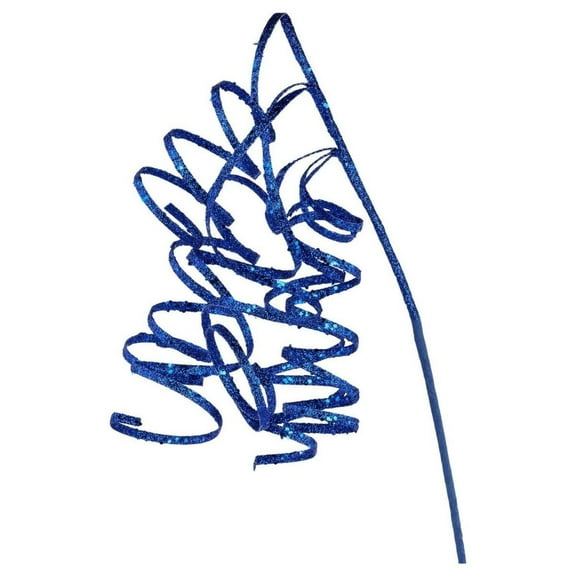 31" Curly Glitter Ribbon Spray: Royal Blue