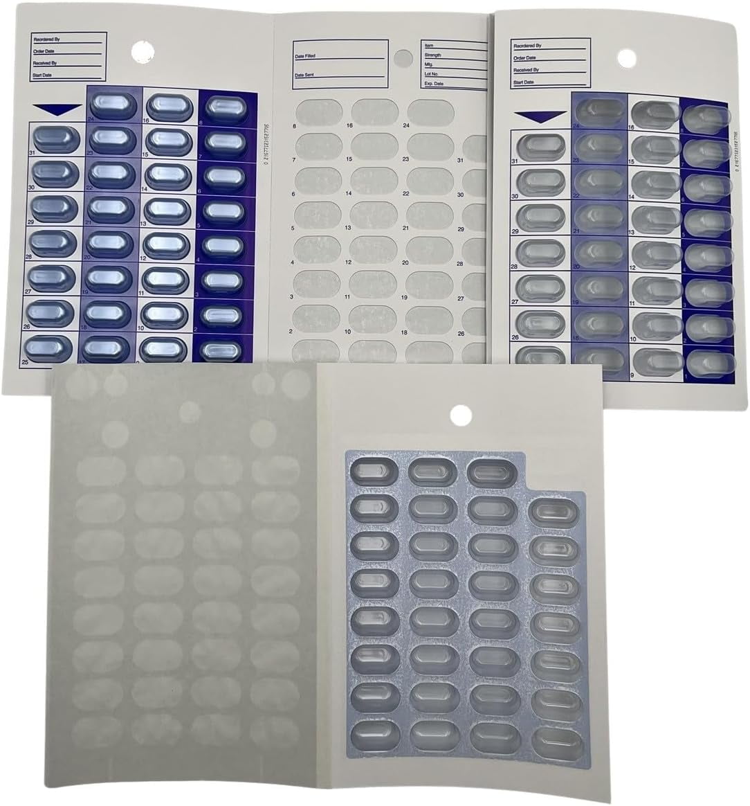 31 Day Monthly Cold Seal Medication Pill Blister Cards, Disposable Easy ...