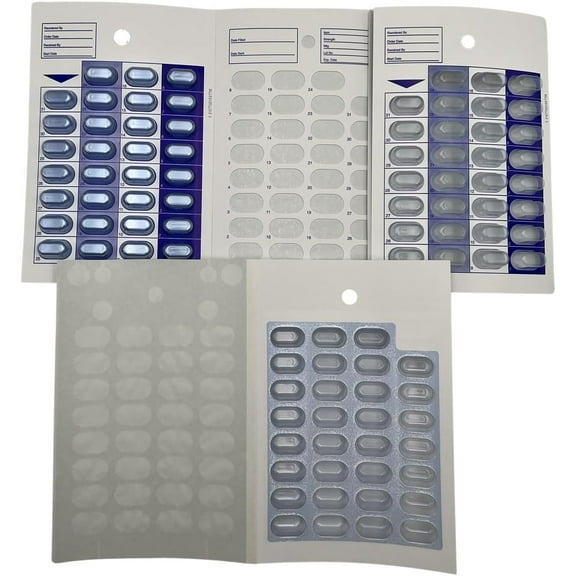 31 Day Monthly Cold Seal Medication Pill Blister Cards, Disposable Easy to Use Pill Organizer for Summer Camps, Pharmacists, Caregivers (Pack of 6)