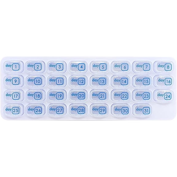 31 Day Monthly Pill Box Organizer Planner with Daily Removable Medication Pods, Great Travel Med Dispenser