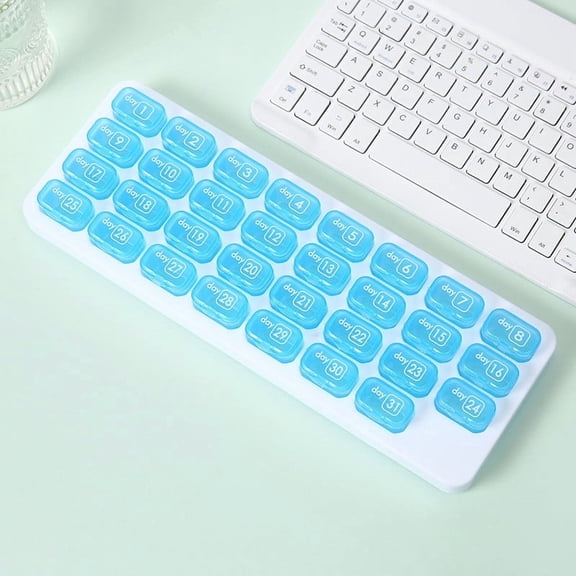 31 Day Monthly Pill Organizer Box, Transparent Daily Medication Case With Number Marking, Moisture-Proof Portable Travel Pill Dispenser Storage Container