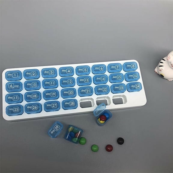 31 Day Monthly Pill Organizer Medication Pod Compartment Planner Box Plastic