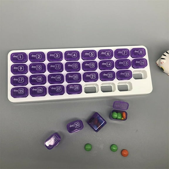 31 Day Monthly Pill Organizer Medication Pod Compartment Planner Box Plastic