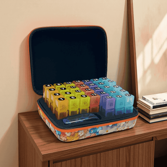 31-Day Pill Organizer with Free Travel Bag & Pill Cutter – Ultimate Monthly Medicine/Small&Large Vitamins Management Solution