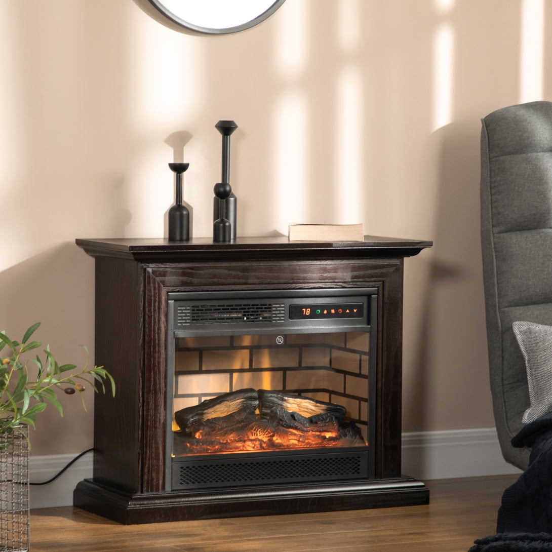 31" Electric Fireplace, 1400W Freestanding Heater with Dimmable Flame ...