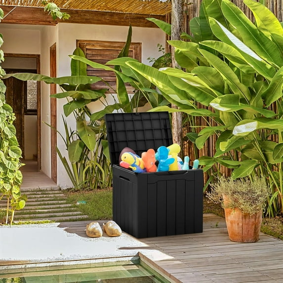 31 Gallon All-Weather Outdoor Storage Box for , Garden, and Deck - Black