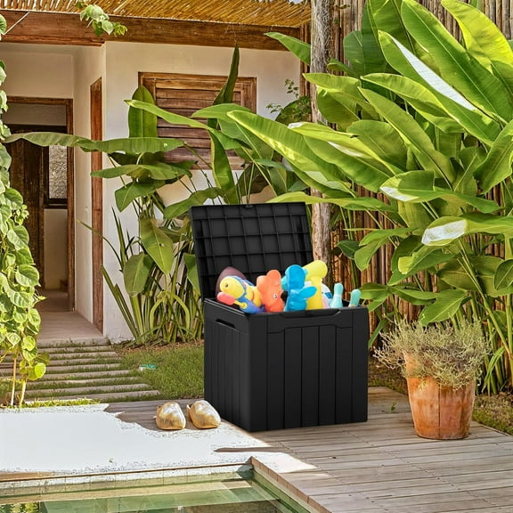 31 Gallon All-Weather Outdoor Storage Box for , Garden, and Deck - Black