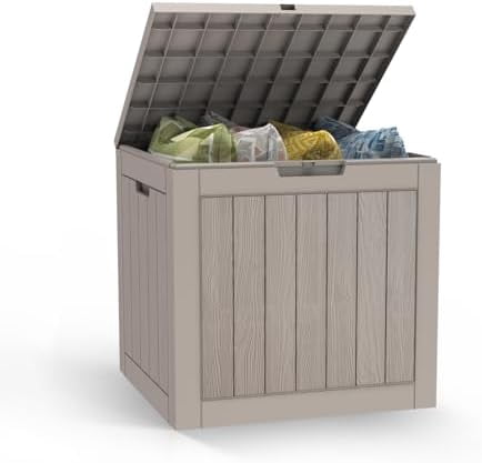 31 Gallon Deck Box, Outdoor Storage Box Waterproof, Outside Resin ...